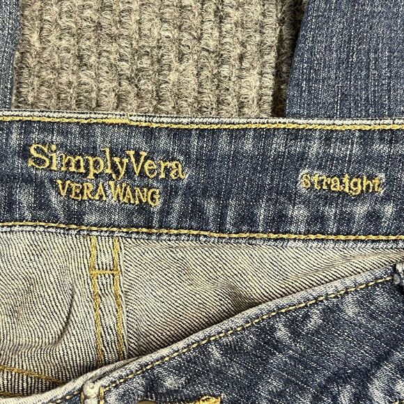 Simply Vera Vera Wang Pant Womens 10 Straight Leg Denim Blue Jean Pockets - Picture 6 of 13